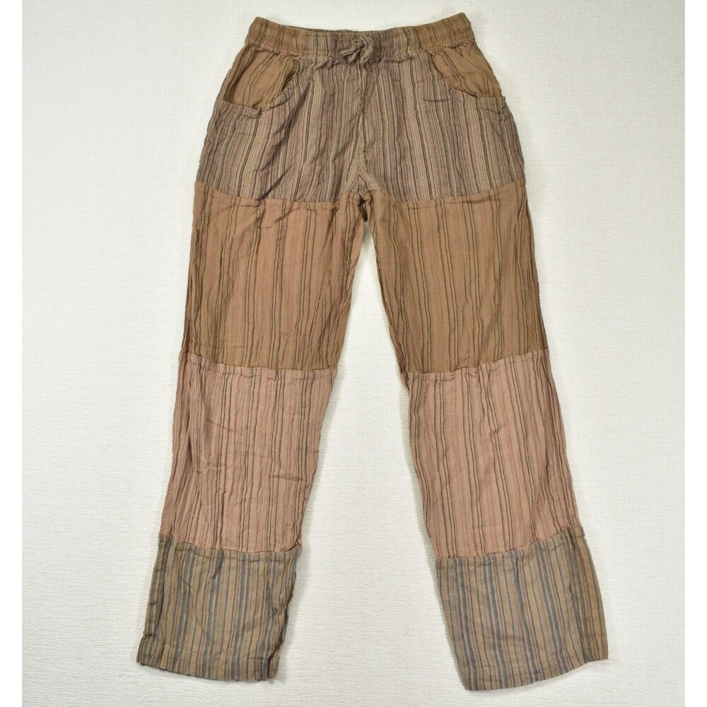 Soul Flower Pants Small Womens Boho Patchwork Striped Goblincore Hippie Cotton